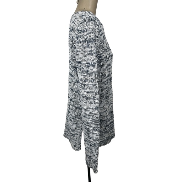 Ann Taylor Navy Cream Marbled Knit Sweater Sz M Linen Blend - Picture 2 of 5